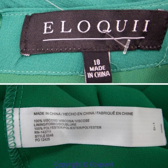 NEW Eloquii emerald green keyhole front ruffle sleeve‎ shift dress, size 18 - Picture 13 of 16